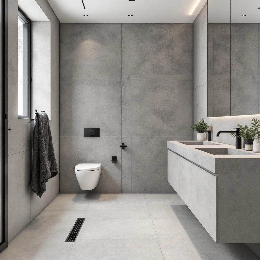 Newly built bathroom with walk-in shower and subway tile